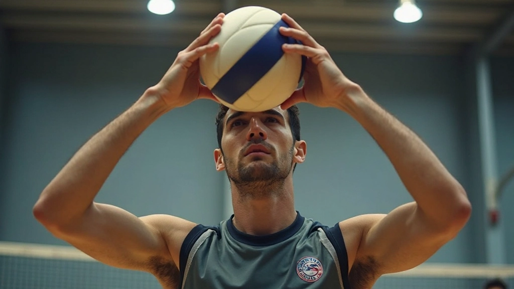 Detailed overhead view of setter hand positioning and finger placement technique
